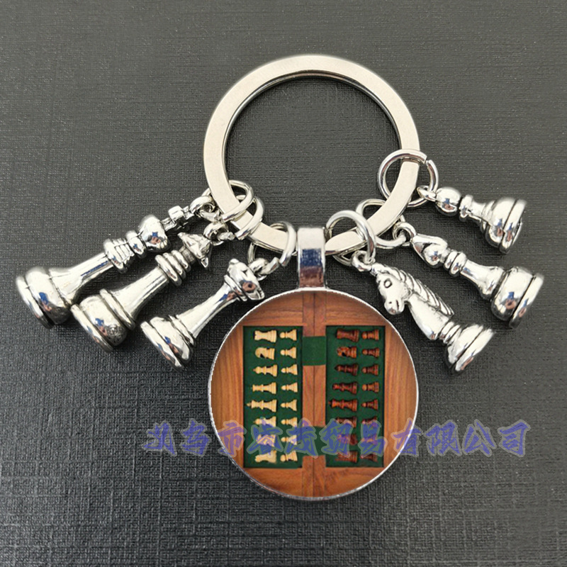 Királynő ló és ló elefánt katona sakk medál kulcstartó idő drágakő ékszer ajándék kulcstartó