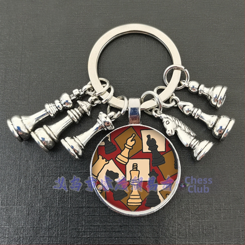Királynő ló és ló elefánt katona sakk medál kulcstartó idő drágakő ékszer ajándék kulcstartó