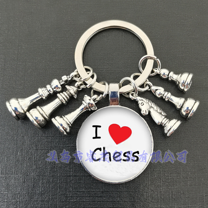 Királynő ló és ló elefánt katona sakk medál kulcstartó idő drágakő ékszer ajándék kulcstartó