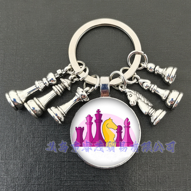 Királynő ló és ló elefánt katona sakk medál kulcstartó idő drágakő ékszer ajándék kulcstartó