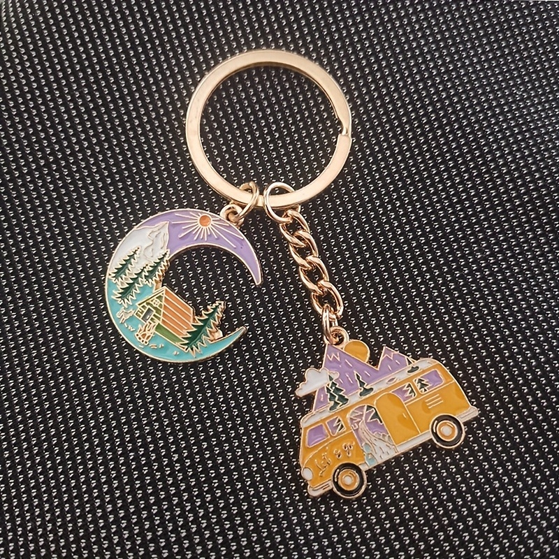 Határokon átnyúló, forró eladású, új, bájos, holdfényes kemping lakókocsi kiegészítők, kulcstartó ékszerek, divatos virágmintás