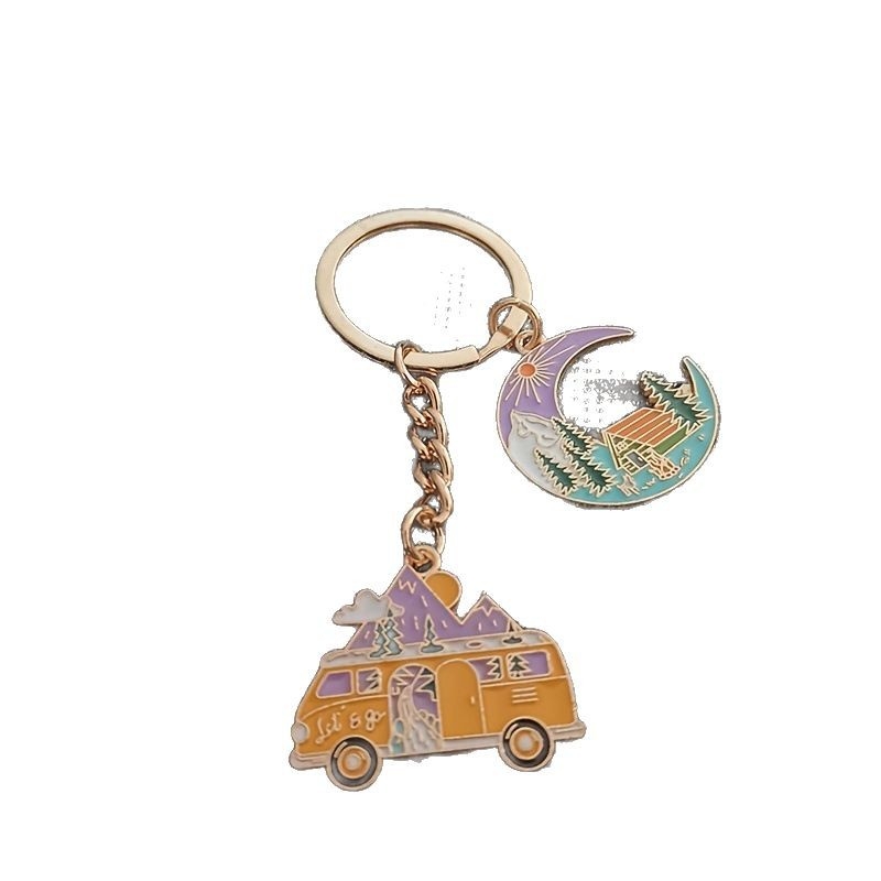 Határokon átnyúló, forró eladású, új, bájos, holdfényes kemping lakókocsi kiegészítők, kulcstartó ékszerek, divatos virágmintás
