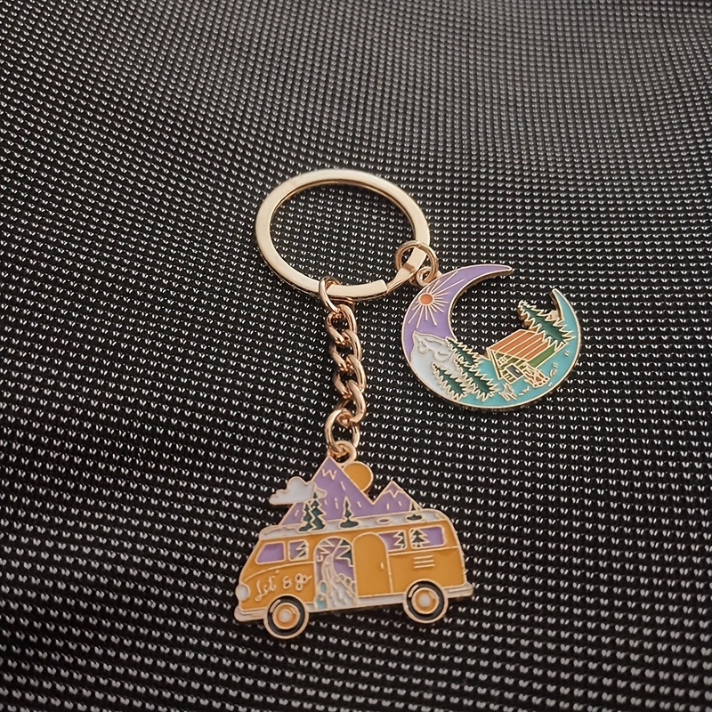 Határokon átnyúló, forró eladású, új, bájos, holdfényes kemping lakókocsi kiegészítők, kulcstartó ékszerek, divatos virágmintás