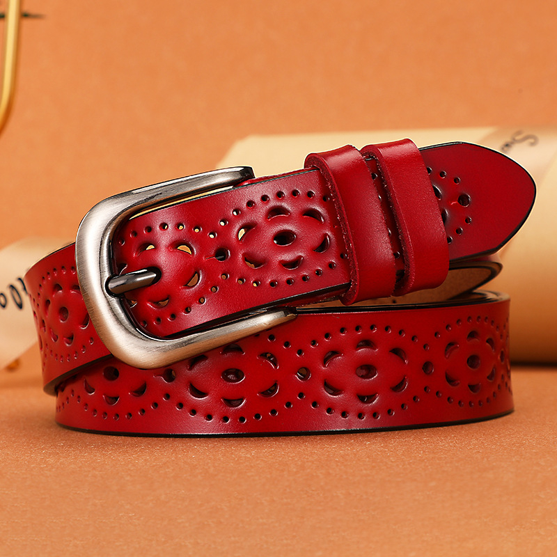 Retro öv, vékony öv, női valódi bőr tűs csattal, deréklánc, dekoratív kültéri öv, koreai stílusú, hétköznapi bőráruk