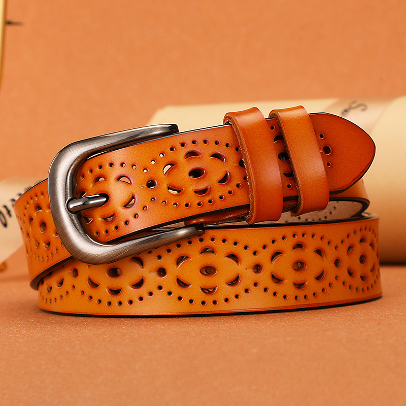 Retro öv, vékony öv, női valódi bőr tűs csattal, deréklánc, dekoratív kültéri öv, koreai stílusú, hétköznapi bőráruk