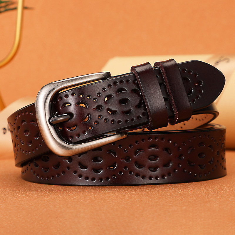 Retro öv, vékony öv, női valódi bőr tűs csattal, deréklánc, dekoratív kültéri öv, koreai stílusú, hétköznapi bőráruk