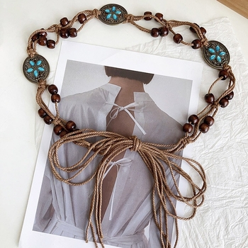 Γυναικεία υφασμένη ζώνη, καλοκαιρινή, νέα ρετρό, έθνικ στυλ, σχοινί μέσης, όλα τα χρώματα, υψηλής ποιότητας, διακοσμητική αλυσίδα μέσης με φούστα