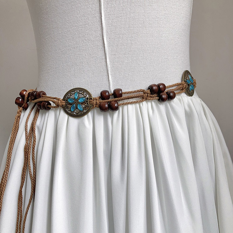 Szőtt öv Női nyári új retró etnikai stílusú derékpánt All-match Niche High-end dekoratív szoknya deréklánc