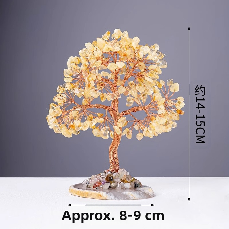 Ахат, кристал, чакъл, дърво на богатството, аметист, цитрин, дърво на богатството, декорация за дома, настолен компютър, занаяти, орнаменти