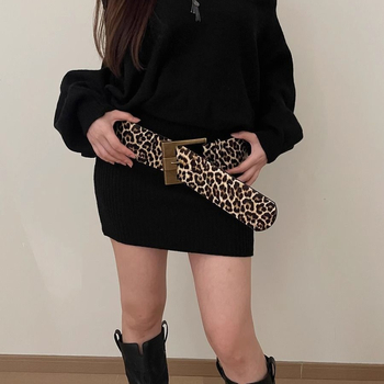 Leopardimustriga eristuv moodne lai vöö naistele Y2K All-Match Millennium stiilis ruudukujuline pandlaga kitsas vöökoht salendav kampsun ja mantel kaunistusega