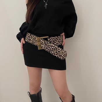 Leopardimustriga eristuv moodne lai vöö naistele Y2K All-Match Millennium stiilis ruudukujuline pandlaga kitsas vöökoht salendav kampsun ja mantel kaunistusega