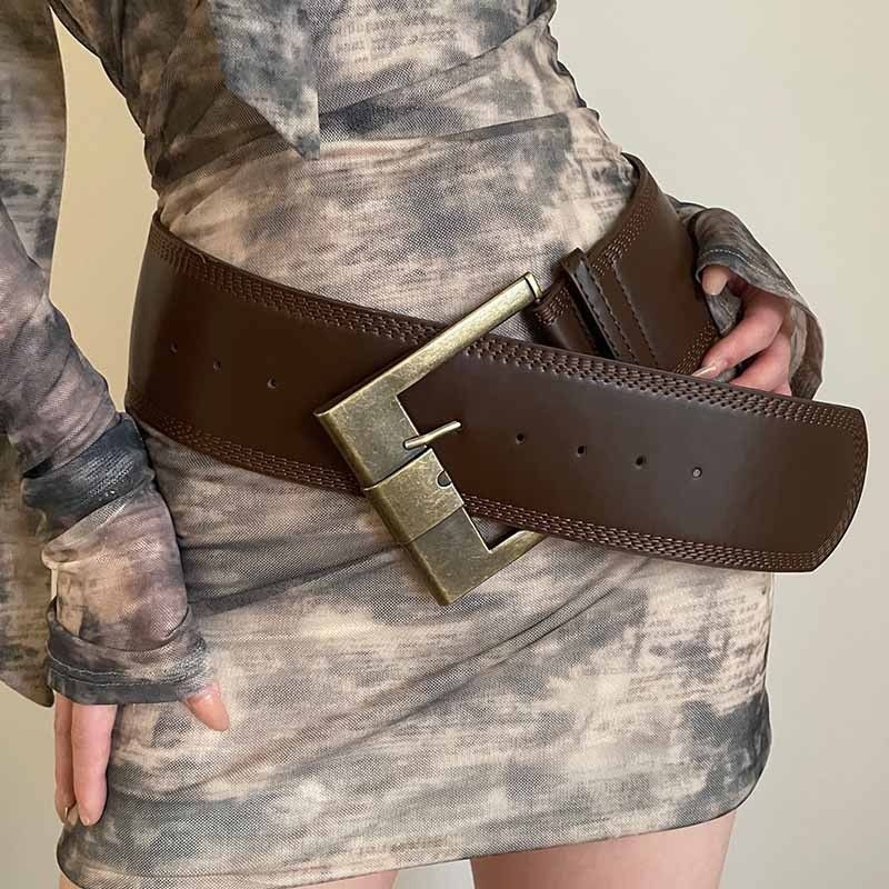 Leopardimustriga eristuv moodne lai vöö naistele Y2K All-Match Millennium stiilis ruudukujuline pandlaga kitsas vöökoht salendav kampsun ja mantel kaunistusega