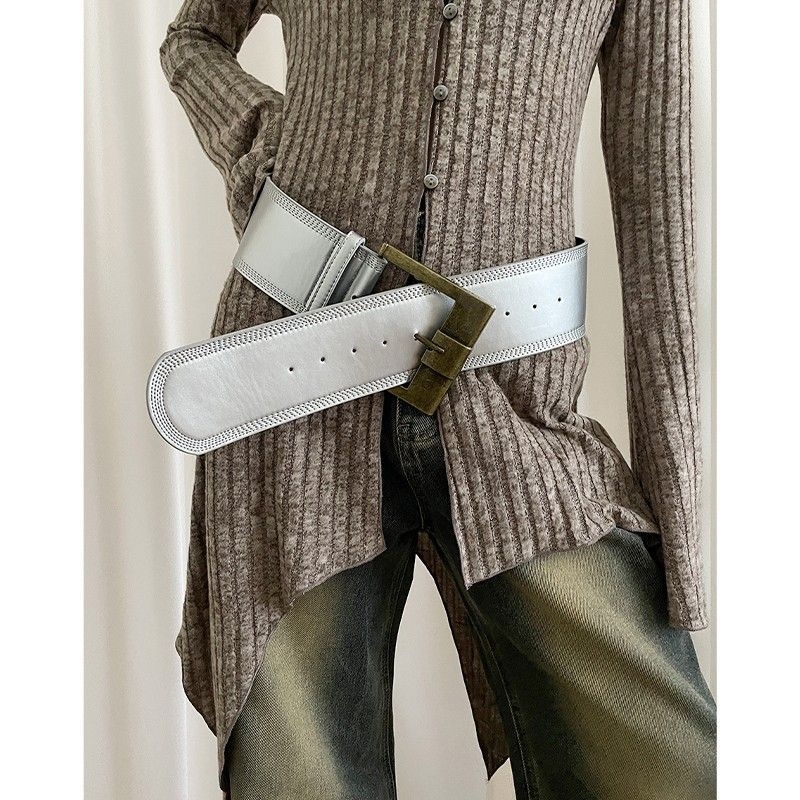 Leopardimustriga eristuv moodne lai vöö naistele Y2K All-Match Millennium stiilis ruudukujuline pandlaga kitsas vöökoht salendav kampsun ja mantel kaunistusega