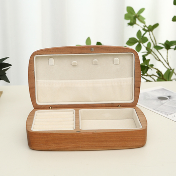 Tömörfa ékszerdoboz Retro hordozható gyűrű nyaklánc tároló doboz Ékszergyűjtő doboz Fa felhajtható ékszertároló doboz