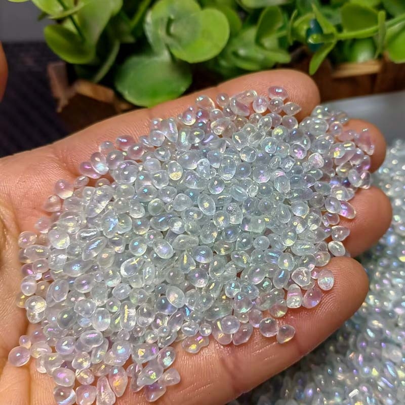 Kaina apie 3–8 mm už 100 g dirbtinio mėnulio akmens žvyro, spalvingo akmens žvyro, dekoratyvinių papuošalų.