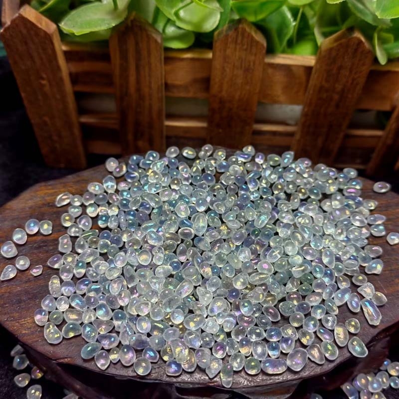 Kaina apie 3–8 mm už 100 g dirbtinio mėnulio akmens žvyro, spalvingo akmens žvyro, dekoratyvinių papuošalų.