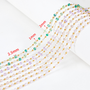 Αλυσίδα με χάντρες από ανοξείδωτο ατσάλι, τετράγωνη χάντρα μποέμ, κολιέ, βραχιόλι, αξεσουάρ κοσμημάτων, DIY