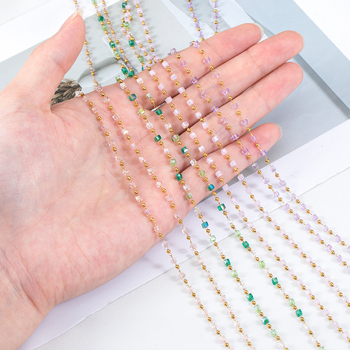 Αλυσίδα με χάντρες από ανοξείδωτο ατσάλι, τετράγωνη χάντρα μποέμ, κολιέ, βραχιόλι, αξεσουάρ κοσμημάτων, DIY