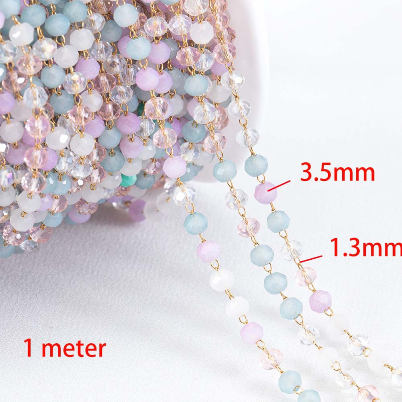 Bohém vegyes színű négyzet alakú gyöngylánc rozsdamentes acél kristály négyzet alakú gyöngygömb lánc DIY nyaklánc karkötő ékszer kiegészítők