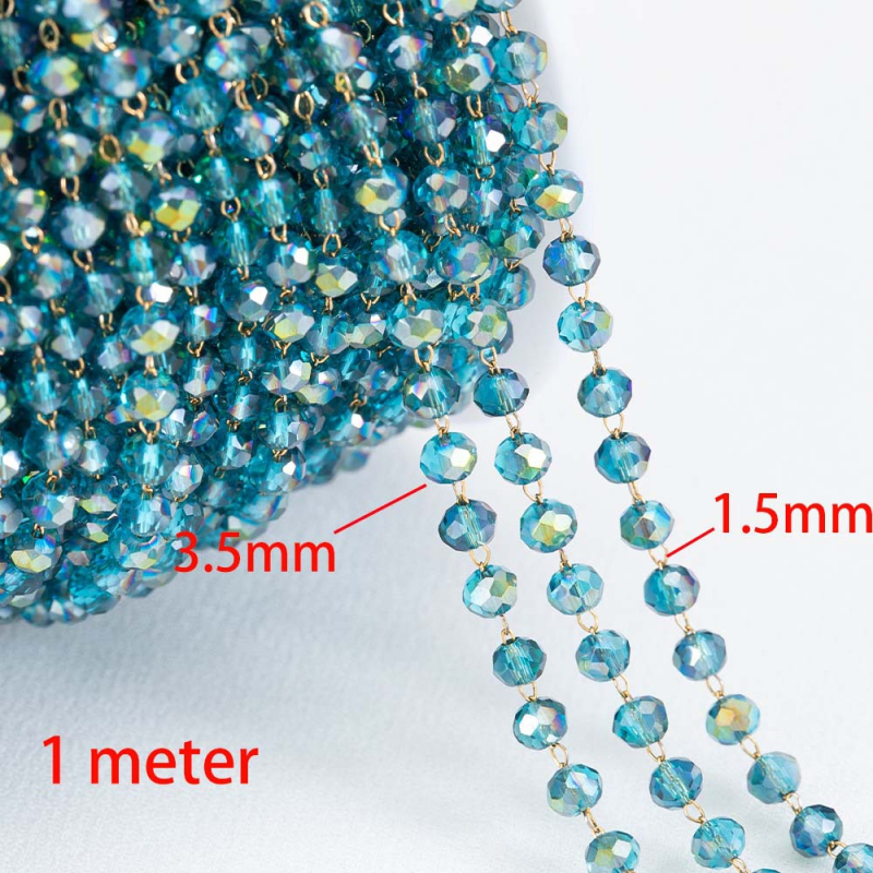 Bohém vegyes színű négyzet alakú gyöngylánc rozsdamentes acél kristály négyzet alakú gyöngygömb lánc DIY nyaklánc karkötő ékszer kiegészítők