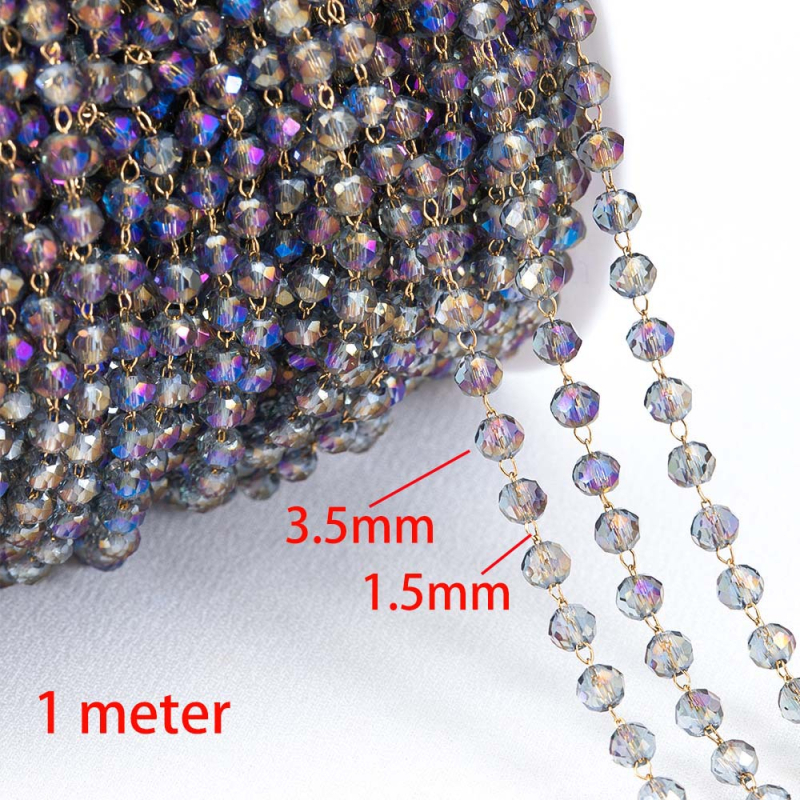 Bohém vegyes színű négyzet alakú gyöngylánc rozsdamentes acél kristály négyzet alakú gyöngygömb lánc DIY nyaklánc karkötő ékszer kiegészítők