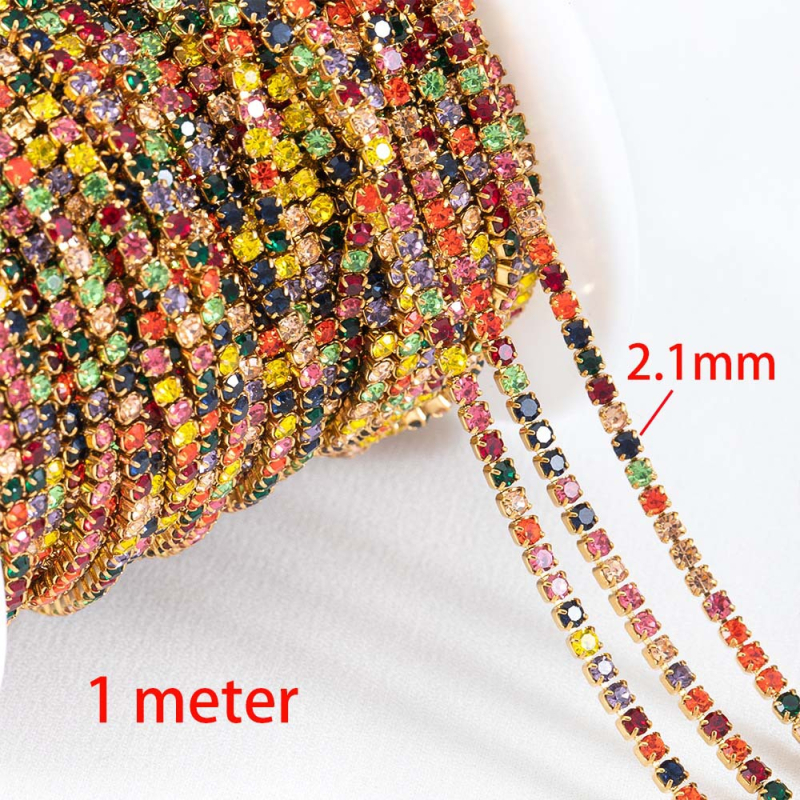 Bohém vegyes színű négyzet alakú gyöngylánc rozsdamentes acél kristály négyzet alakú gyöngygömb lánc DIY nyaklánc karkötő ékszer kiegészítők