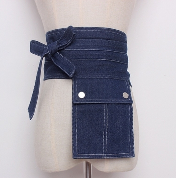 Dupla gyűrűs csattal ellátott farmer öv, kis táskaöv, koreai divatos farmer orgona alakú zsebes derékszíj A148