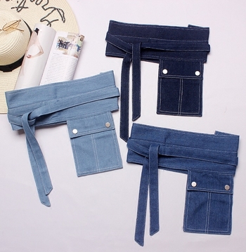 Dupla gyűrűs csattal ellátott farmer öv, kis táskaöv, koreai divatos farmer orgona alakú zsebes derékszíj A148