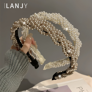 Dél-Korea Retro Gyöngy Hajpánt Temperamentum Egyszerű Szuper Tündér Nyomású Hajkártyák Női Édes Kimenő, Minden Mérkőzéses Hajpánt Hajrudak