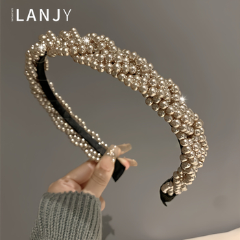 Νότια Κορέα Ρετρό Μαργαριταρένια Κορδέλα Μαλλιών Temperament Simple Super Fairy Pressure Hair Cards Γυναικεία Γλυκιά Εξερχόμενη Κορδέλα Μαλλιών All-match