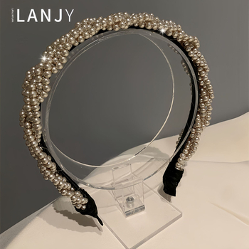 Νότια Κορέα Ρετρό Μαργαριταρένια Κορδέλα Μαλλιών Temperament Simple Super Fairy Pressure Hair Cards Γυναικεία Γλυκιά Εξερχόμενη Κορδέλα Μαλλιών All-match