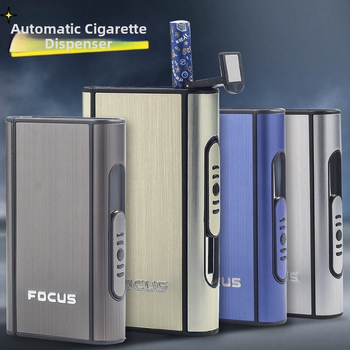 Focus Αυτόματο Κουτί Τσιγάρου Εκτόξευσης Μεταλλικό Τσιγάρο Σχεδίασης 10 Πακέτων Φορητό Κουτί Τσιγάρου για Άνδρες Αντιπυρετικό Υγρασίας