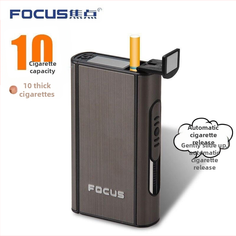 Fókusz automatikus kidobós cigarettadoboz fém rajzú cigaretta 10 darabos férfi hordozható cigarettadoboz nyomáscsökkentő nedvesség elleni védelemmel