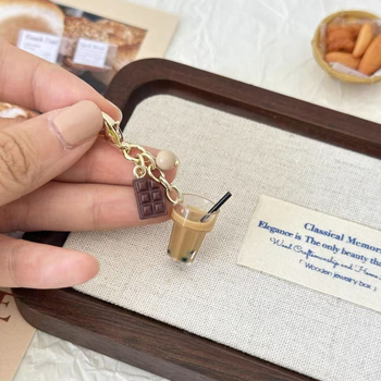 Αυθεντικό χειροποίητο φαγητό και παιχνίδι, τσάι γάλακτος, παγωτό, κύπελλο, πορτοφόλι κερμάτων, κρεμαστό κόσμημα, τσάντα με φερμουάρ και πόρπη, κρεμαστό κόσμημα