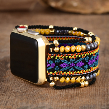 Трансгранични доставки за електронна търговия, лилаво тъкано еластично въже, бохемски найлон, каишка за Apple/Samsung/Phoebe