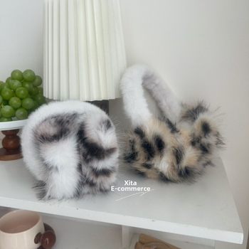 Plüss leopárd fülvédők Női téli meleg lovagló fagyálló szélálló fülmeleg fülvédő fülvédő fülvédő fülvédő sapka koreai