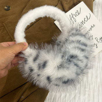 Βελούδινα ωτοασπίδες Leopard για γυναίκες, χειμερινά, ζεστά, αντιψυκτικά, αντιανεμικά, ζεστά αυτιά, καλύμματα αυτιών, καλύμματα αυτιών, κορεάτικα