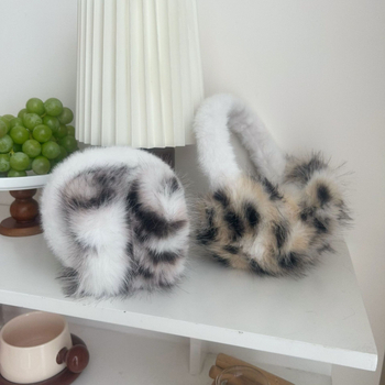 Βελούδινα ωτοασπίδες Leopard για γυναίκες, χειμερινά, ζεστά, αντιψυκτικά, αντιανεμικά, ζεστά αυτιά, καλύμματα αυτιών, καλύμματα αυτιών, κορεάτικα