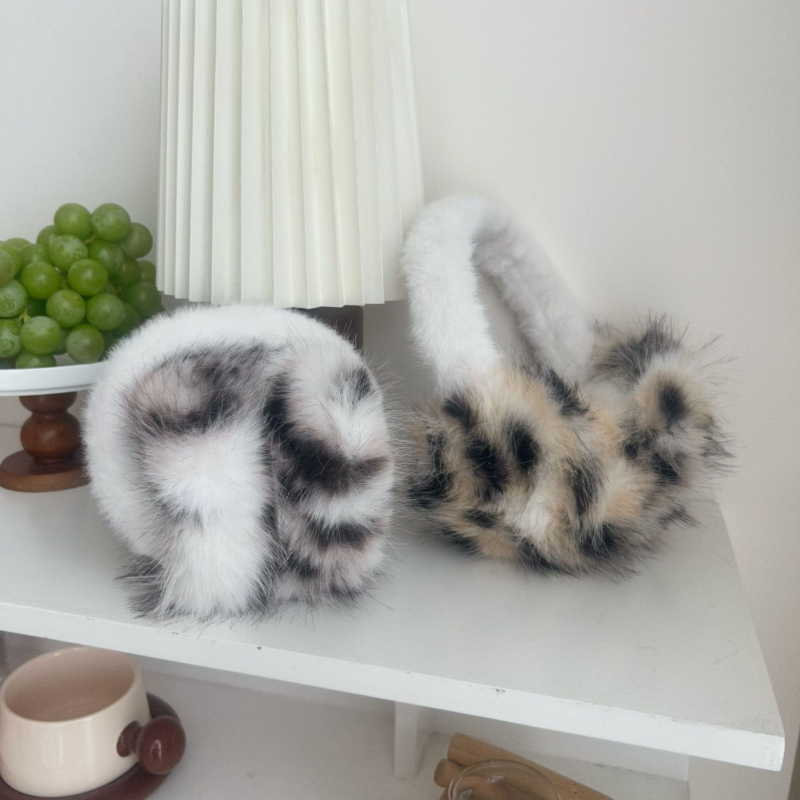 Plüss leopárd fülvédők Női téli meleg lovagló fagyálló szélálló fülmeleg fülvédő fülvédő fülvédő fülvédő sapka koreai