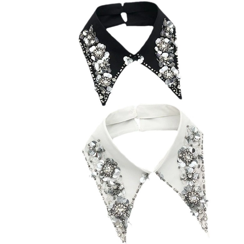 Kiváló minőségű, nehézipari gyöngyös kristálygyöngyök, finom és gyönyörű, sokoldalú műgallér, összecsukható pulóver, divatos műruha kétrészes viselet