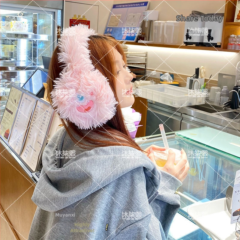 Mielos juokingos mažos pabaisos pliušinės ausinės moterims, šiltos, neperšlampamos, atsparios vėjui, skirtos važinėjimui dviračiu, studentų Mao Mao ausinės