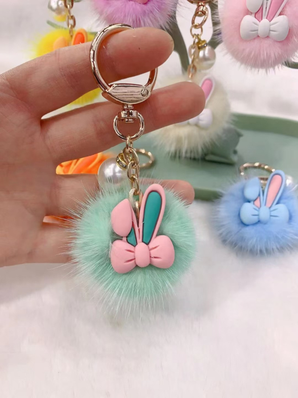 Internetes ünneplő nercszőrme nyúl hátizsák medál aranyos plüss nyuszi szőr aranyos autó kulcstartó medál