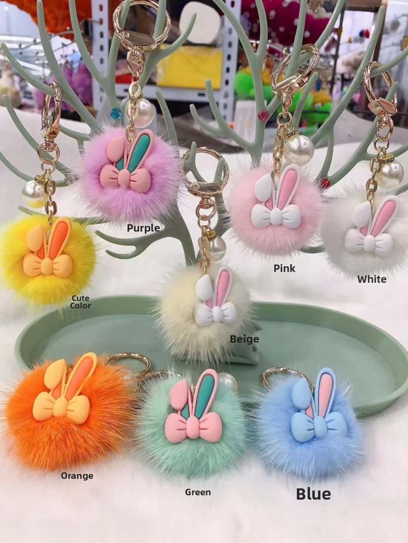 Internetes ünneplő nercszőrme nyúl hátizsák medál aranyos plüss nyuszi szőr aranyos autó kulcstartó medál