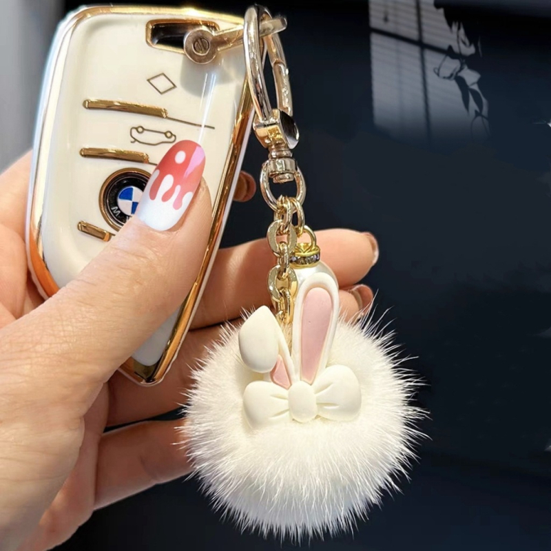 Internetes ünneplő nercszőrme nyúl hátizsák medál aranyos plüss nyuszi szőr aranyos autó kulcstartó medál