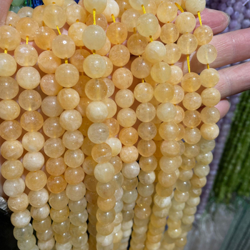 Φυσικές βελτιστοποιημένες χάντρες κιτρίνης, ημιτελείς χάντρες κιτρίνης Βραζιλίας, DIY βραχιόλι, στρογγυλές χάντρες, αξεσουάρ κοσμημάτων