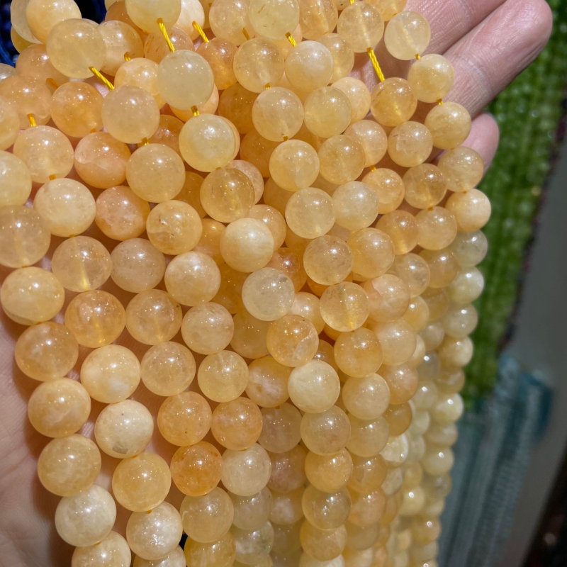 Természetes, optimalizált citrin gyöngyök, félig kész brazil érc citrin gyöngyök, barkács karkötő, kerek gyöngy ékszer kiegészítők