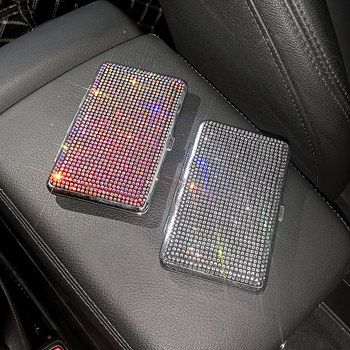 Piiriülene loominguline teemantidega kaunistatud naiste sigaretikarbi kleebis teemant Rhinestones üliõhuke roostevabast terasest kaasaskantav sigaretikarp naiste sigaretikarp ruudukujuline