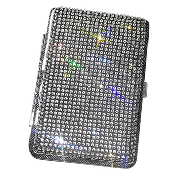 Piiriülene loominguline teemantidega kaunistatud naiste sigaretikarbi kleebis teemant Rhinestones üliõhuke roostevabast terasest kaasaskantav sigaretikarp naiste sigaretikarp ruudukujuline