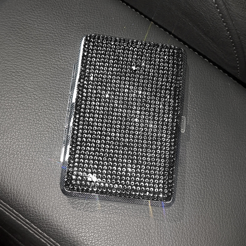 Piiriülene loominguline teemantidega kaunistatud naiste sigaretikarbi kleebis teemant Rhinestones üliõhuke roostevabast terasest kaasaskantav sigaretikarp naiste sigaretikarp ruudukujuline