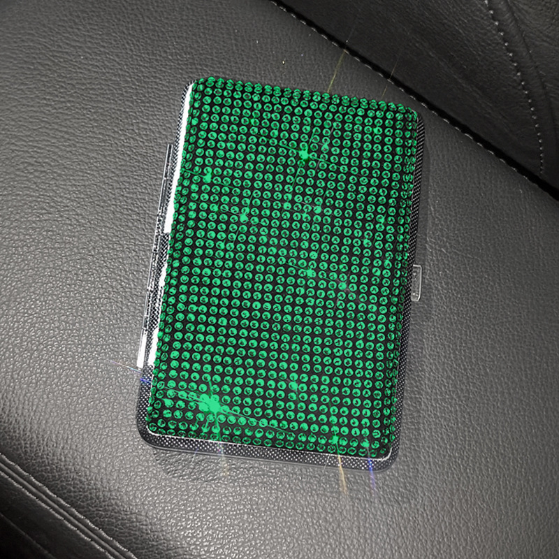 Piiriülene loominguline teemantidega kaunistatud naiste sigaretikarbi kleebis teemant Rhinestones üliõhuke roostevabast terasest kaasaskantav sigaretikarp naiste sigaretikarp ruudukujuline